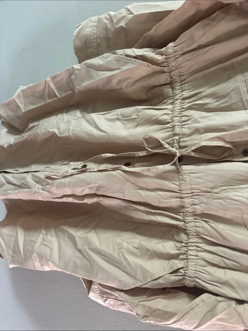 Time and Tru Beige Drawstring Utility Jacket Dress